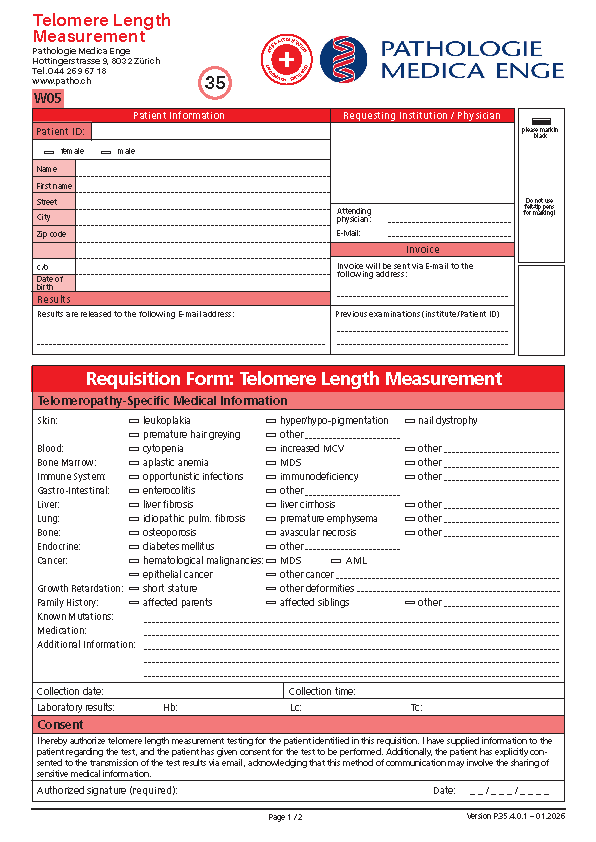 Order form Telomere length measurement
