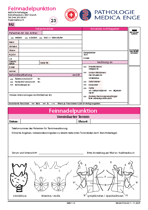 Feinnadelpunktion Auftragsformular