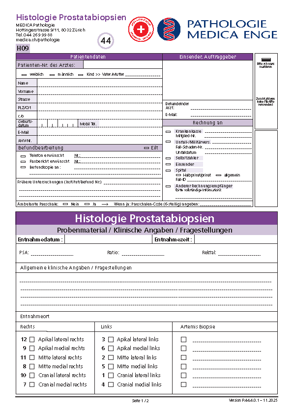 Order form prostat biopsies (german)